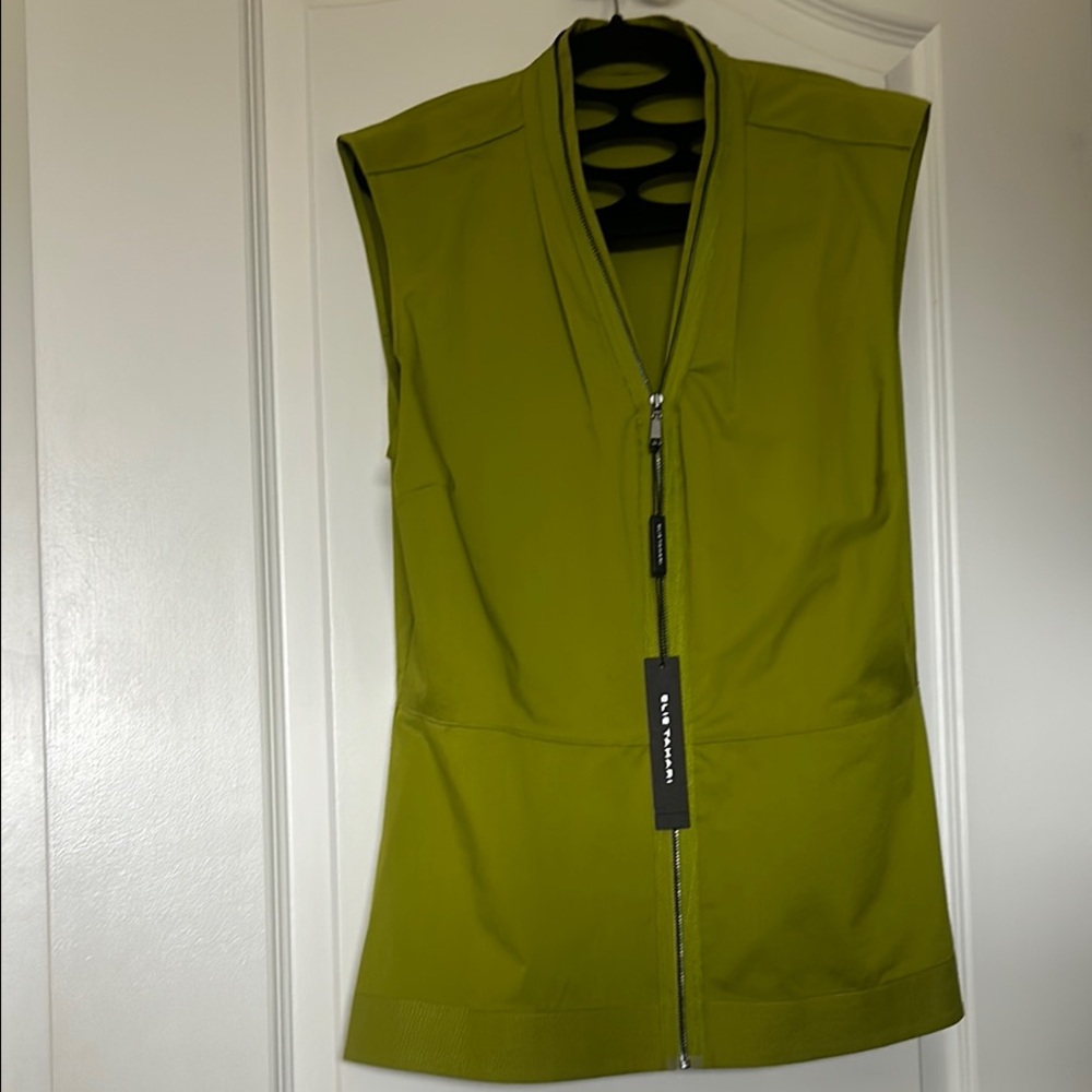 Lime Green Sleeveless Zip-Up Top